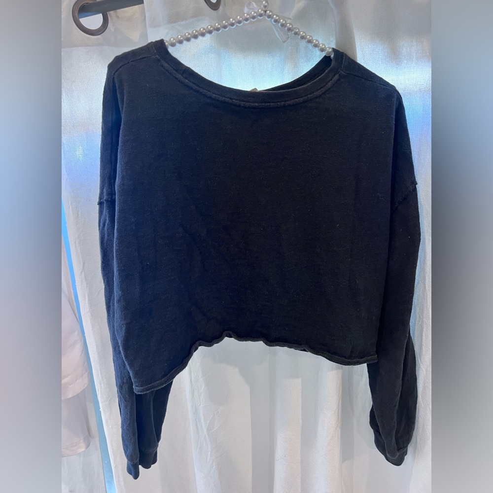 Free People FP Beach Culver City Front Tie Black Sz Women’s Med EUC Sweatshirt - Picture 4 of 5